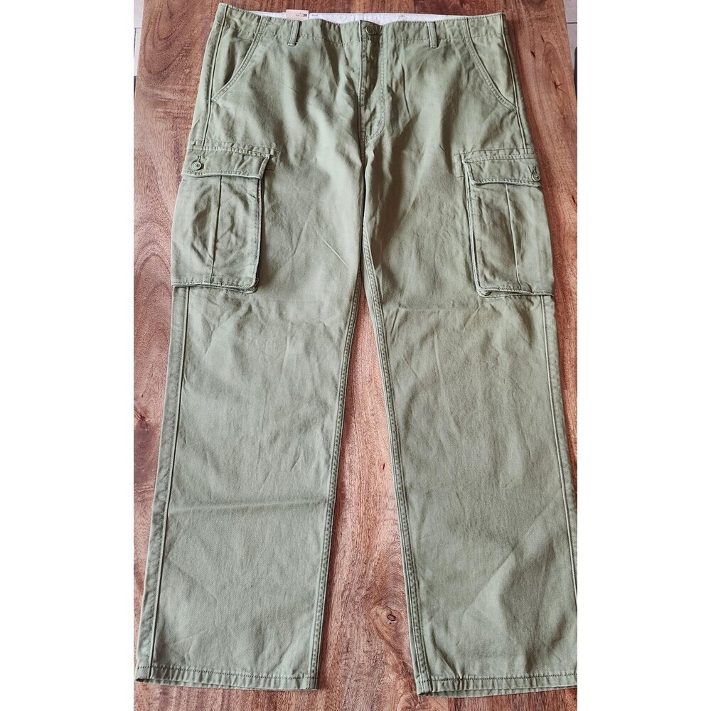 Levi's Cargo Pants Mens 38x32 Green Canvas Straight Leg Utility Workwear Cotton